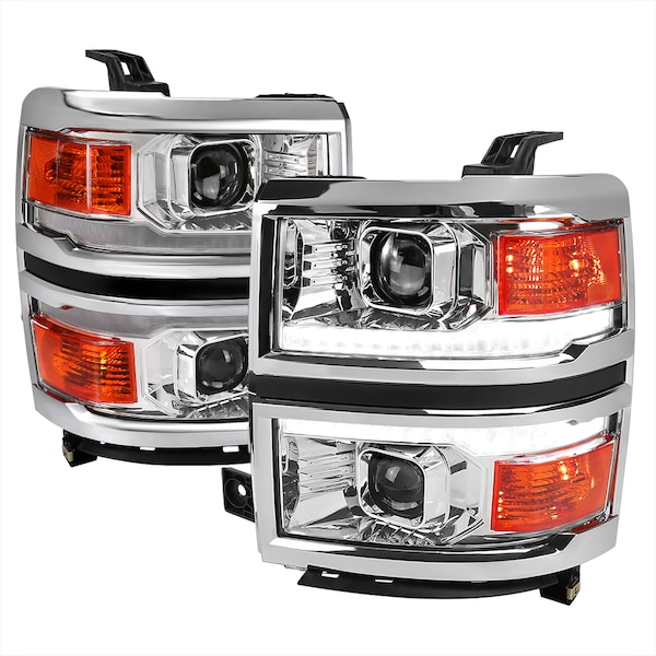 Spec-D Tuning 14-15 Chevrolet Silverado 1500 Projector Headlights 2LHP-SIV14-C-SQ-RS - main